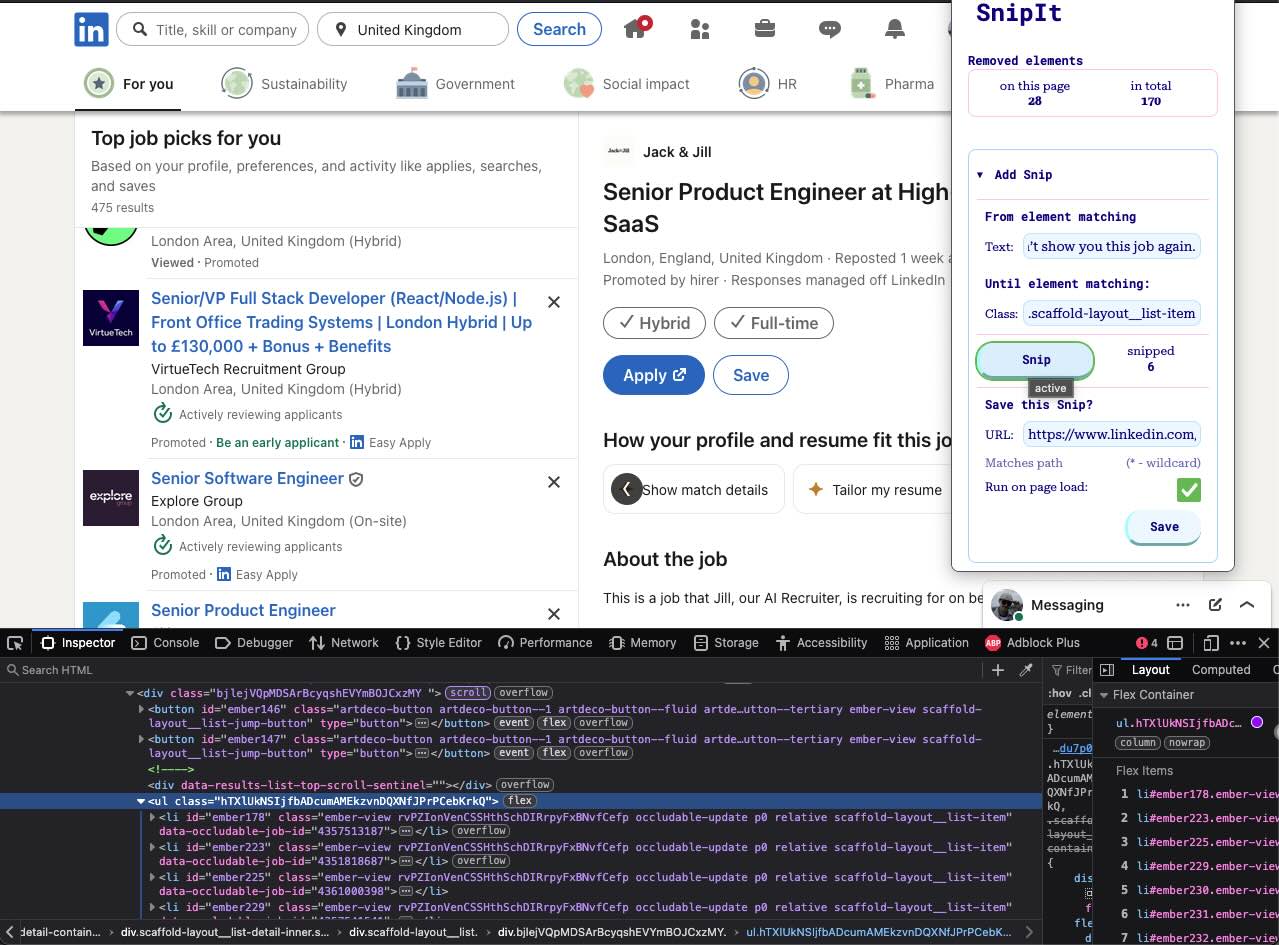 Web page with elements removed by SnipIt